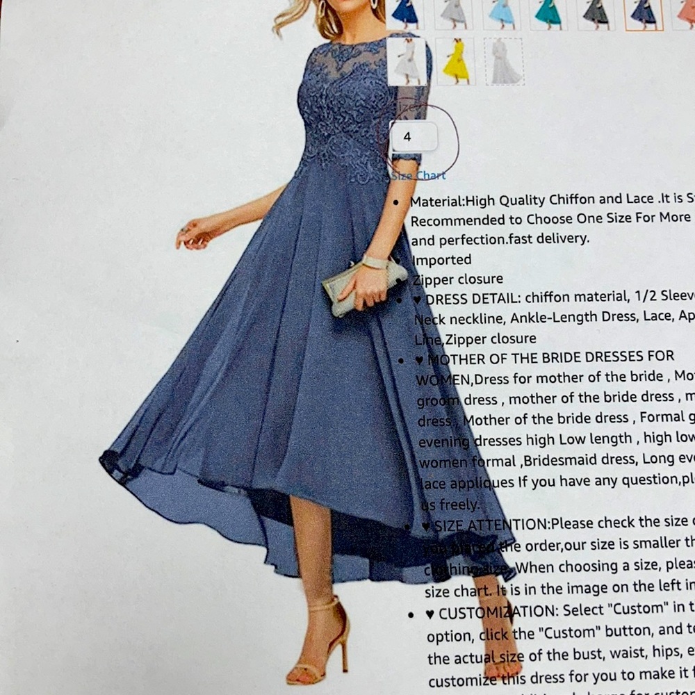 Navy lace and chiffon formal dress
